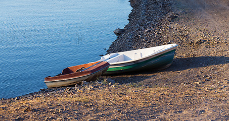 Image showing Parking of boats on the seashore