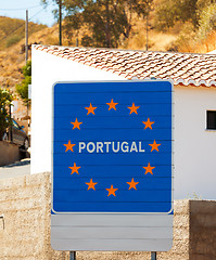 Image showing Road sign on the border, Portugal