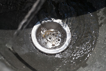 Image showing Water flows into drain hole