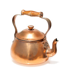 Image showing Antique copper teapot