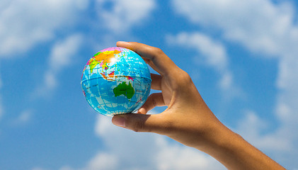 Image showing Holding a globe