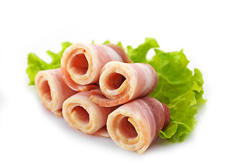 Image showing bacon rolls and lettuce