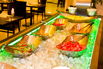 Image showing summer fruits and healthy vegetables on ice