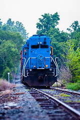 Image showing blue freight train