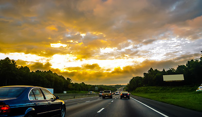 Image showing beautiful sunrise over road