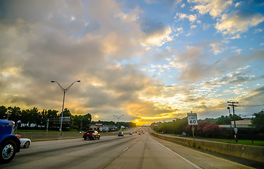 Image showing beautiful sunrise over road