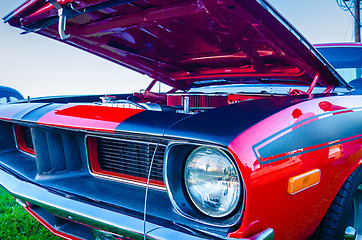 Image showing under the hood of a classic muscle car