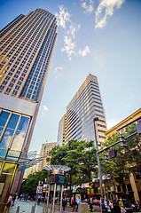 Image showing tall highrise buildings in uptown charlotte near blumenthal perf