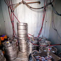 Image showing beer kegs in refrigerator