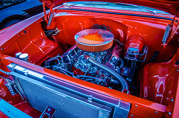 Image showing under the hood of a classic muscle car