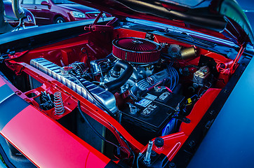 Image showing under the hood of a classic muscle car