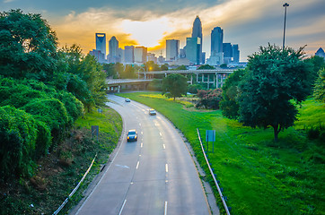 Image showing highway traffic near a big city