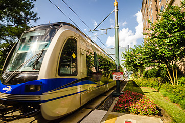 Image showing charlotte north carolina light rail transportation moving system