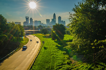 Image showing sun setting over charlotte north carolina a major metropolitan c