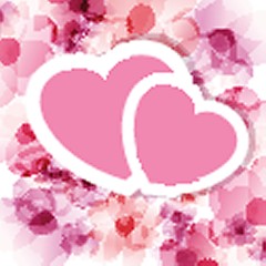 Image showing Pink floral card with two hearts