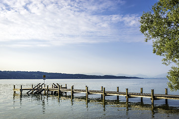 Image showing Jetty at lake in the morning