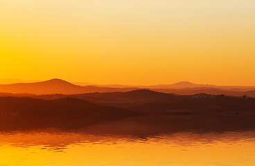 Image showing Spectacular orange sunset