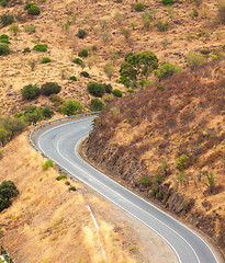 Image showing Winding tarred road in the countryside