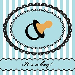 Image showing baby boy announcement card. vector illustration