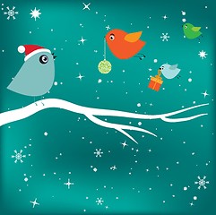 Image showing Christmas background with Christmas tree, vector illustration.