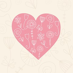 Image showing Cute vector background with vintage hearts