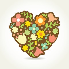 Image showing Cute vector background with vintage hearts