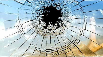 Image showing Crime scene: Pieces of Broken mirror glass 