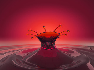 Image showing Splashes of cherry juice or wine with droplets