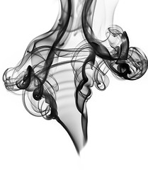 Image showing Blcak abstract smoke or fume shape on white