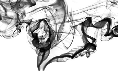 Image showing Abstract fume: black smoke swirls or curves