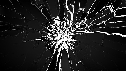 Image showing Demolishing: pieces of cubic shattered glass isolated