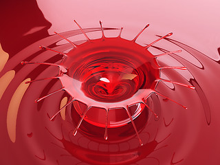 Image showing Cherry juice or wine Splash and splatter 