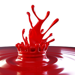 Image showing Splashes of red colorful liquid with droplets