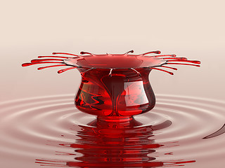 Image showing Splash of cherry juice or wine with droplets