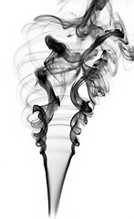 Image showing Abstract black smoke swirls on white