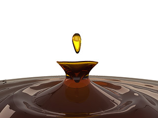 Image showing Alcoholic beverage splash with droplet isolated on white