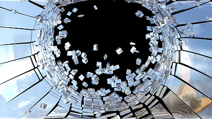 Image showing Pieces of Broken mirror glass isolated