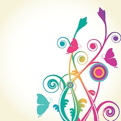 Image showing Floral card with butterflies