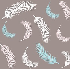 Image showing Vintage Feather seamless background. Hand drawn illustration.