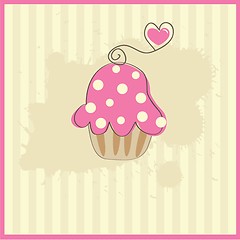 Image showing Cute vector background with small cupcake