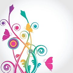 Image showing Floral card with butterflies