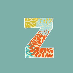 Image showing Grunge Vector Letter. Green Eco Style. Font Symbol Z.