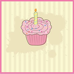 Image showing Cute vector background with small cupcake