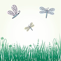 Image showing dragonfly with stylized blossoms