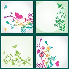 Image showing Set Floral card with butterflies