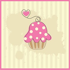 Image showing Cute vector background with small cupcake