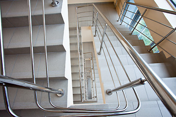 Image showing staircase with metal railing