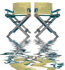 Image showing vintage movie directors chairs