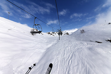 Image showing Chair-lift at ski resort