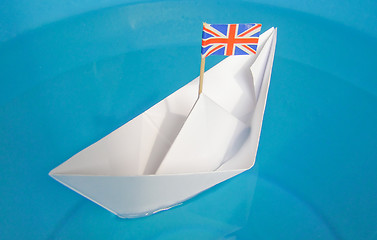 Image showing Paper ship with UK Flag